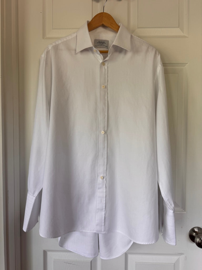 Refined! Charles Tyrwhitt White Herringbone Dress Shirt