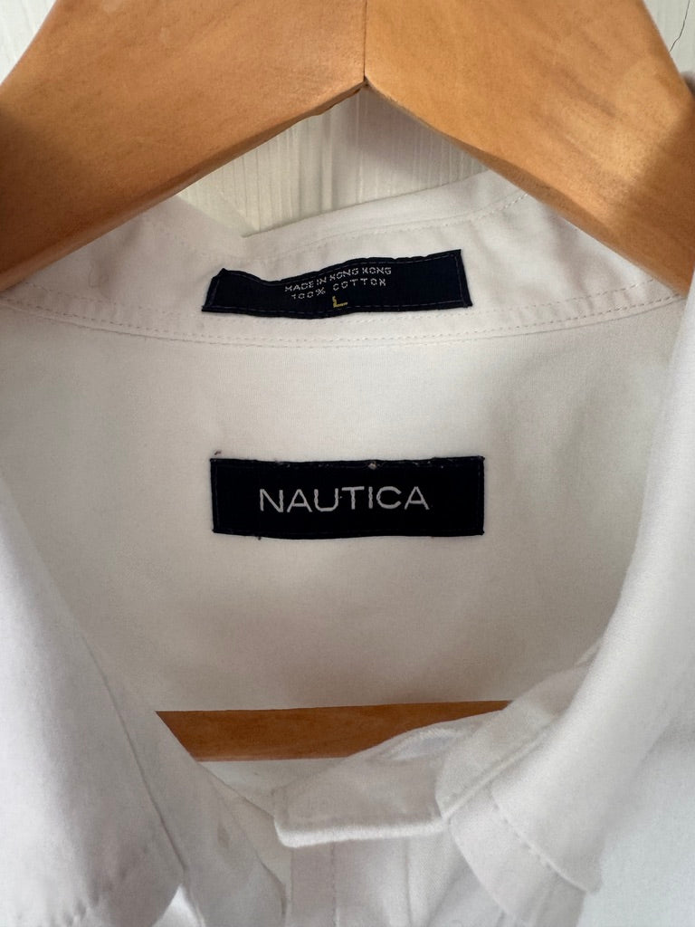 Casual Classic! Nautica White Button-Down Shirt | Men's Size L