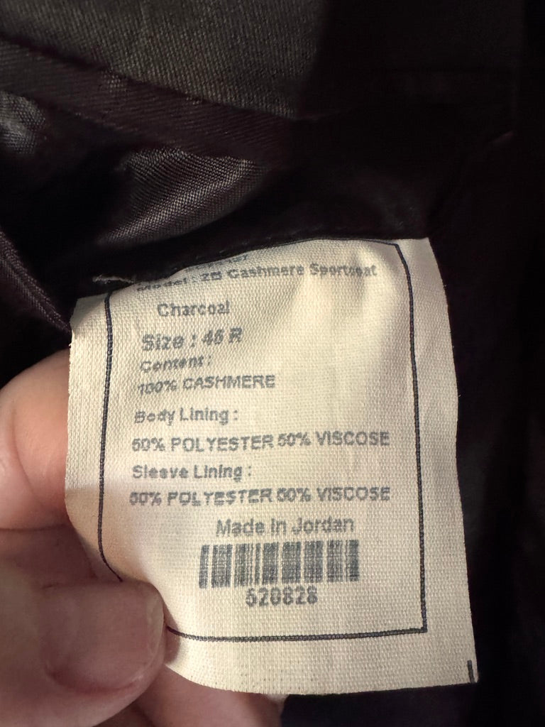 Winter Luxe! Jos. A. Bank 100% Cashmere Charcoal Blazer - 46R