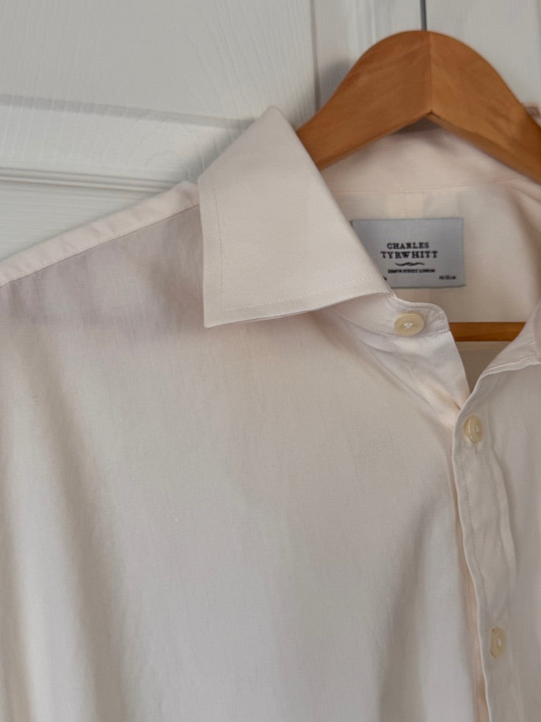 Refined Essential! Charles Tyrwhitt Ivory Pinpoint Oxford Dress Shirt