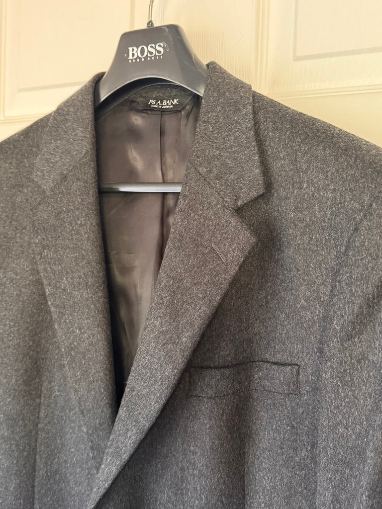 Winter Luxe! Jos. A. Bank 100% Cashmere Charcoal Blazer - 46R