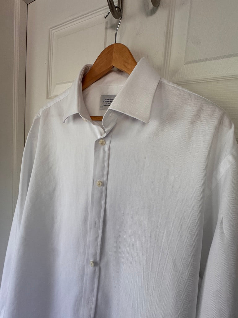 Refined! Charles Tyrwhitt White Herringbone Dress Shirt