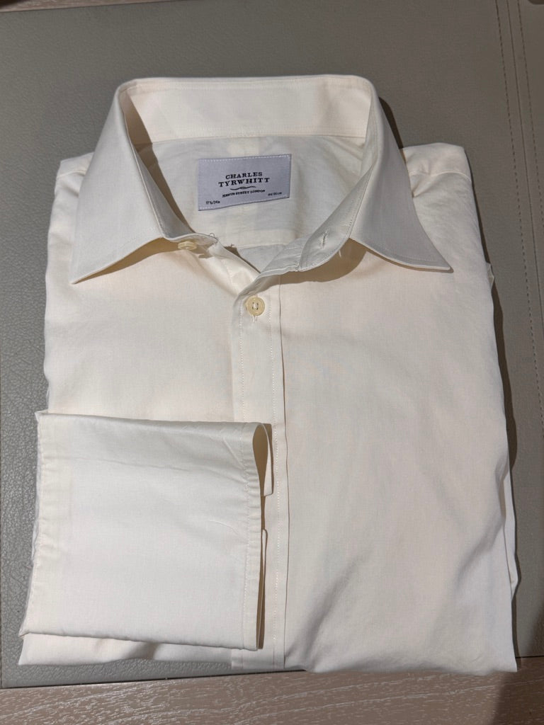 Refined Essential! Charles Tyrwhitt Ivory Pinpoint Oxford Dress Shirt
