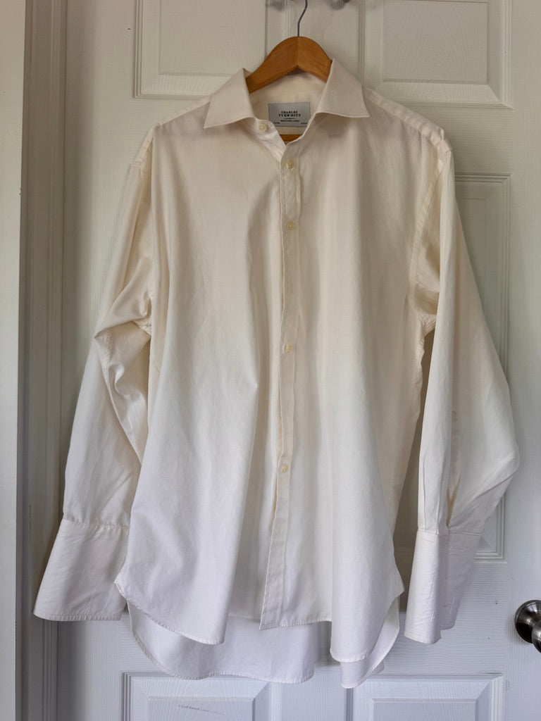 Refined Essential! Charles Tyrwhitt Ivory Pinpoint Oxford Dress Shirt