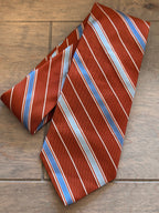Preppy Classic! Brooks Brothers 346 Orange & Blue Striped Silk Tie