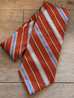 Preppy Classic! Brooks Brothers 346 Orange & Blue Striped Silk Tie