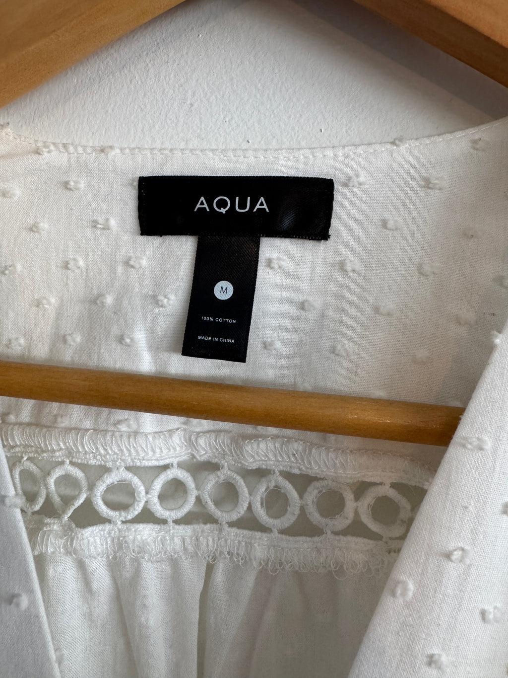 Dreamy! AQUA White Boho Eyelet Dress — Cotton & Fully Lined (Size M)