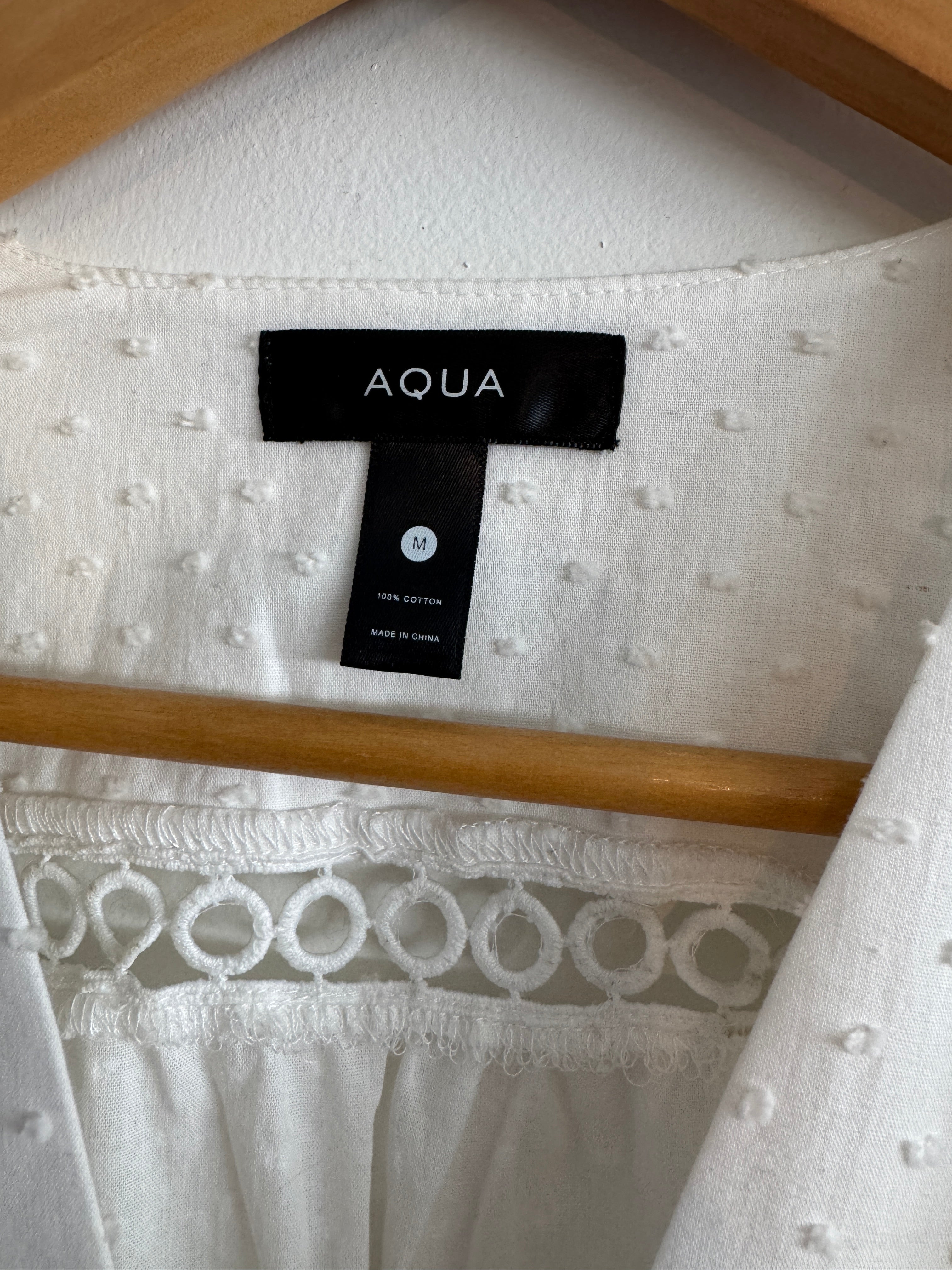 Dreamy! AQUA White Boho Eyelet Dress — Cotton & Fully Lined (Size M)