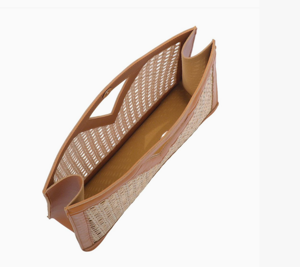 Beach Chic! Adornia Brown Rattan Kane Clutch – NWT Boutique Bag