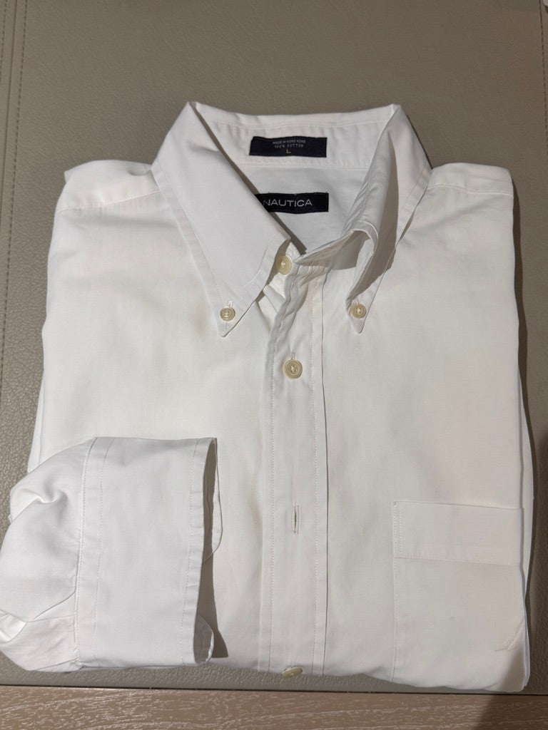 Casual Classic! Nautica White Button-Down Shirt | Men's Size L