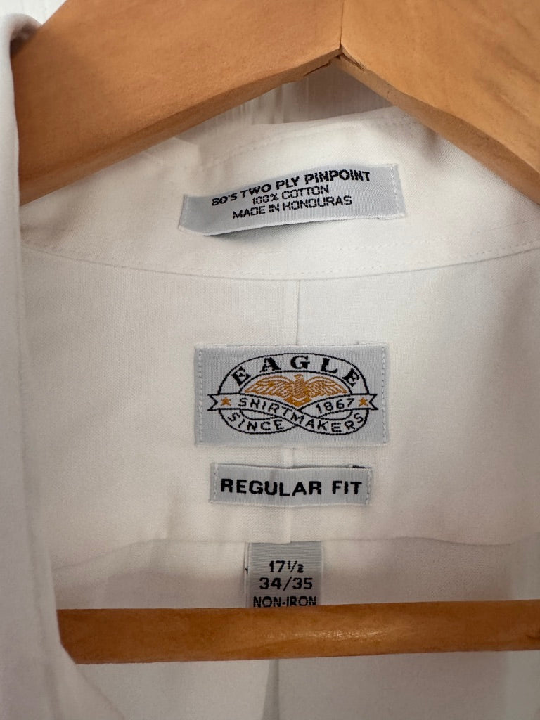 Classic! Eagle White Pinpoint Cotton Dress Shirt