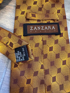 Retro Refined! Zanzara Brown & Gold Geometric Silk Tie