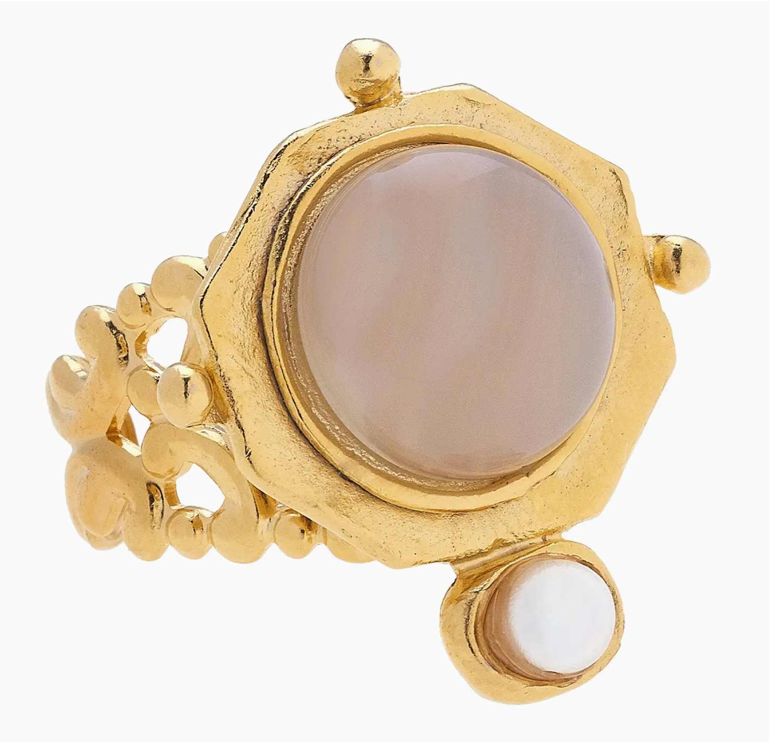 Luminous! Susan Shaw Becca Moonstone & Pearl Ring