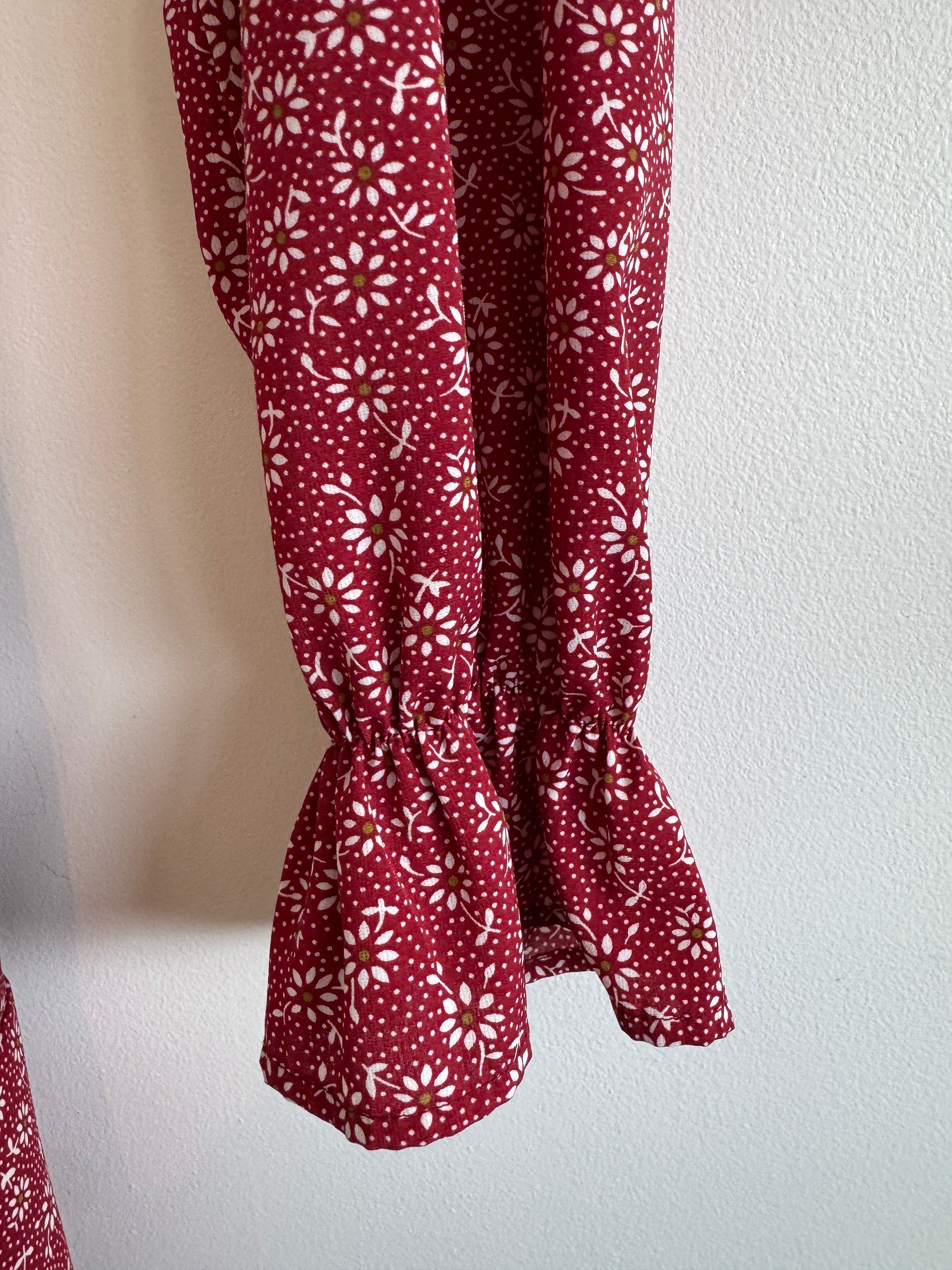 Romantic! Boho Floral Wrap Maxi Dress — Flowy A-Line (Size L)