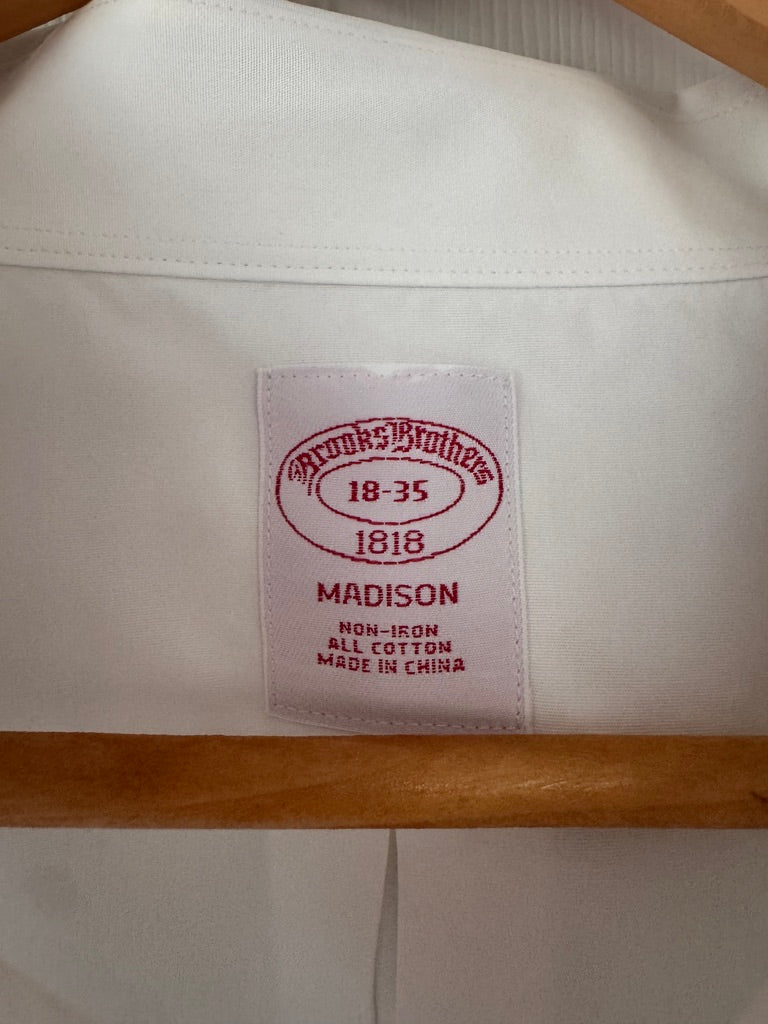 Polished! Brooks Brothers Madison Fit White Supima Cotton Dress Shirt