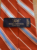 Preppy Classic! Brooks Brothers 346 Orange & Blue Striped Silk Tie