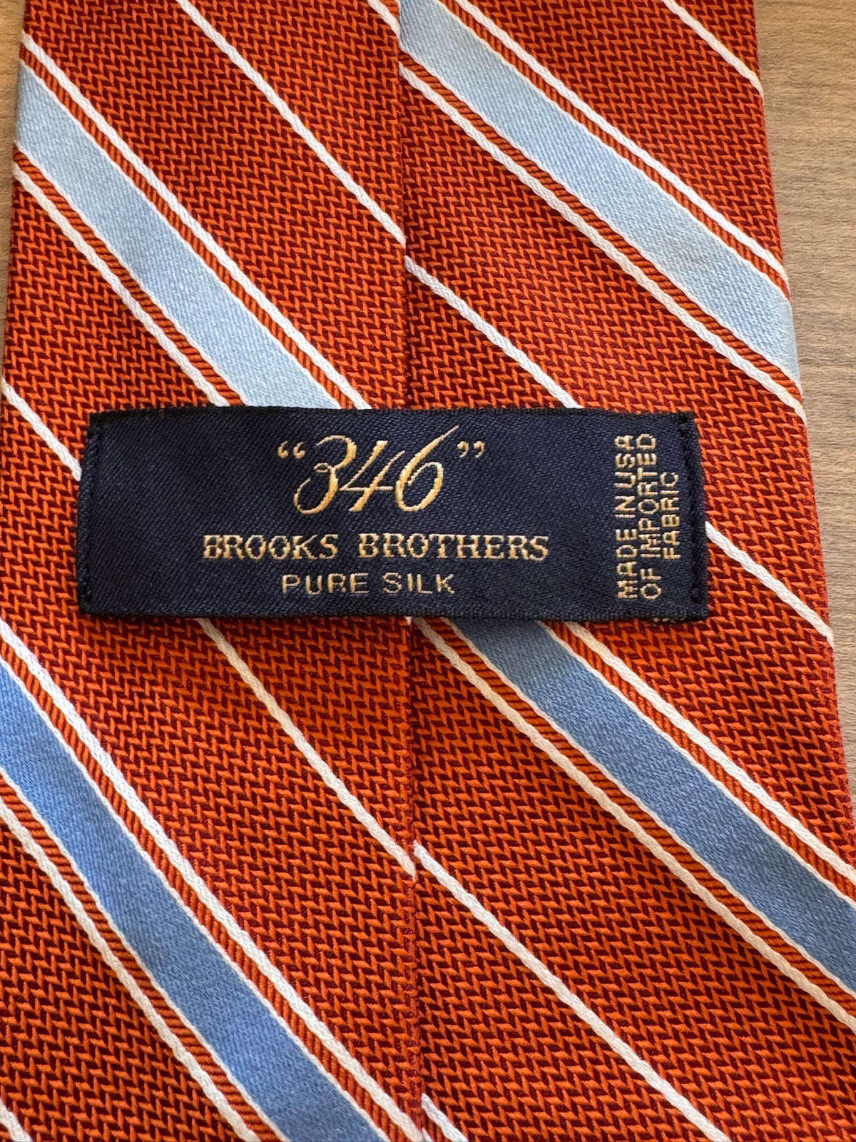 Preppy Classic! Brooks Brothers 346 Orange & Blue Striped Silk Tie