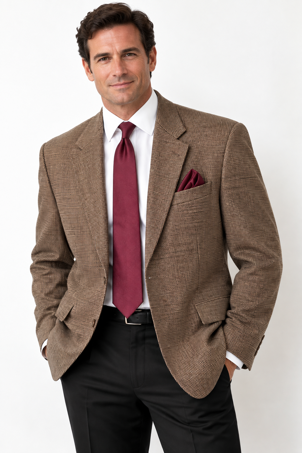 Heritage Style! Chaps Brown Mini Houndstooth Lambswool Sport Coat
