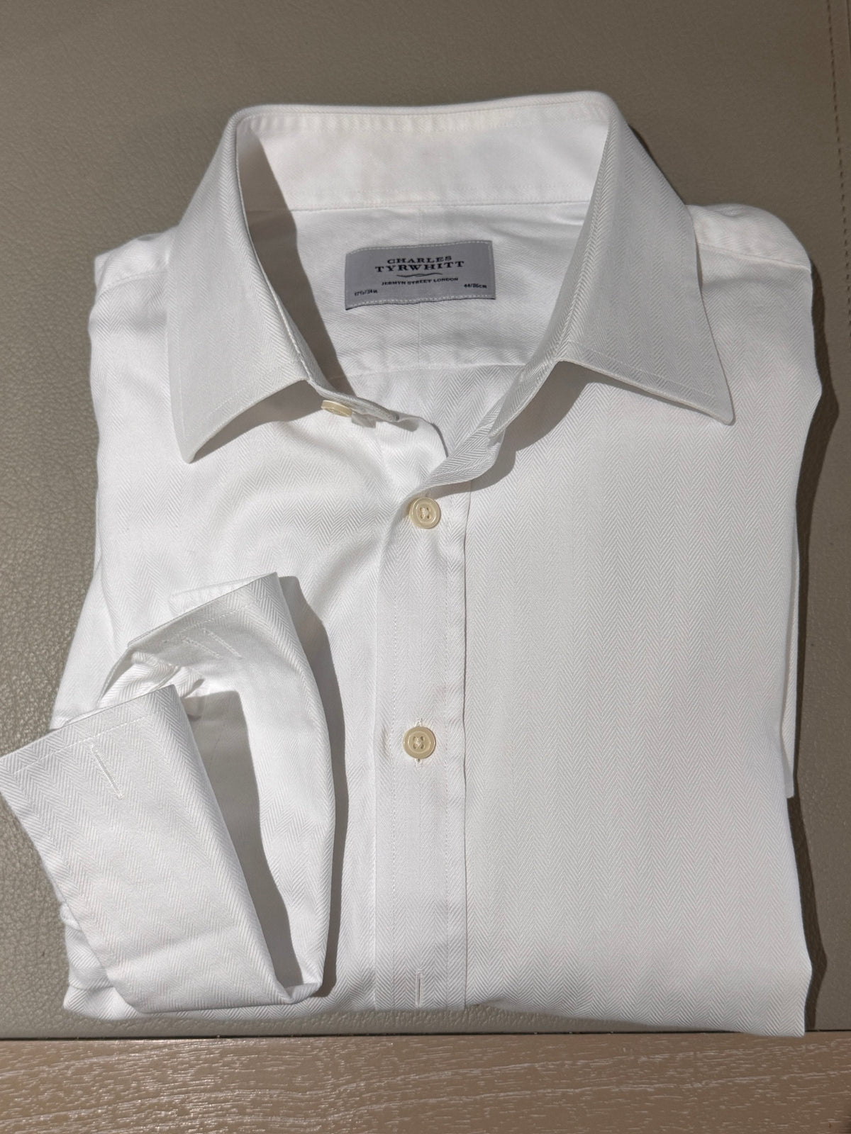 Refined! Charles Tyrwhitt White Herringbone Dress Shirt