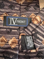 Retro Geometry! IV Front Brown & Black Silk Tie