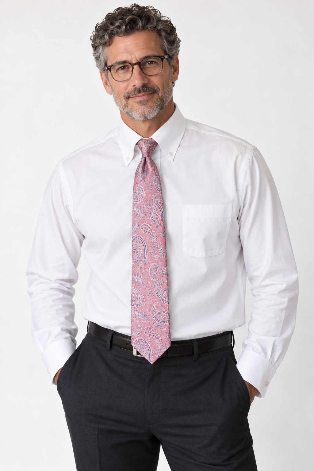 Classic! Eagle White Pinpoint Cotton Dress Shirt