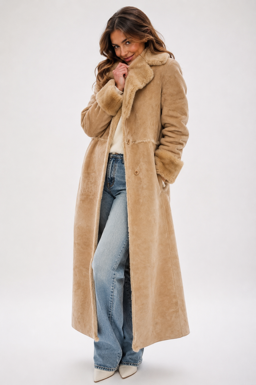 Luxe Layers! Express Full-Length Leather Coat