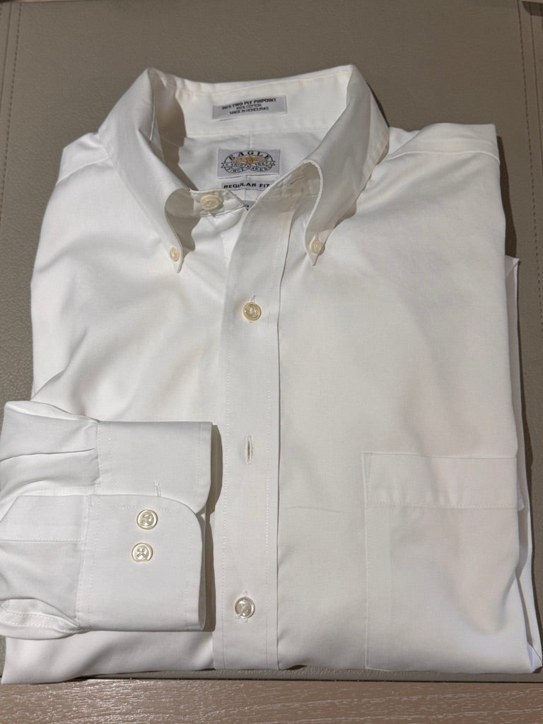 Classic! Eagle White Pinpoint Cotton Dress Shirt