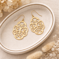Versatile! Susan Shaw Gold Filigree Cut-Out Dangle Earrings — Statement Detail