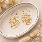Versatile! Susan Shaw Gold Filigree Cut-Out Dangle Earrings — Statement Detail
