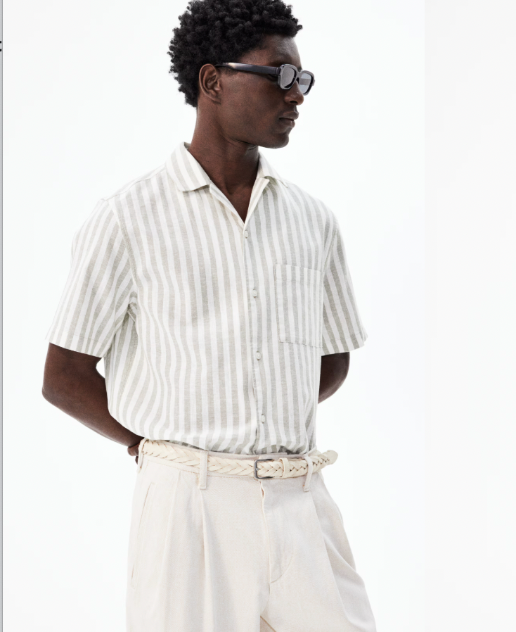 Resort!  Men's Regular-Fit Short-Sleeved Linen-Blend Shirt