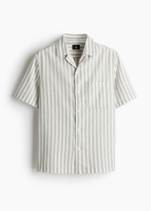 Resort!  Men's Regular-Fit Short-Sleeved Linen-Blend Shirt
