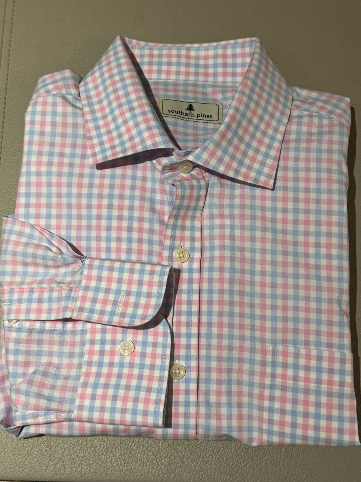 Fresh! Southern Pines Pink & Blue Gingham Button-Down Shirt
