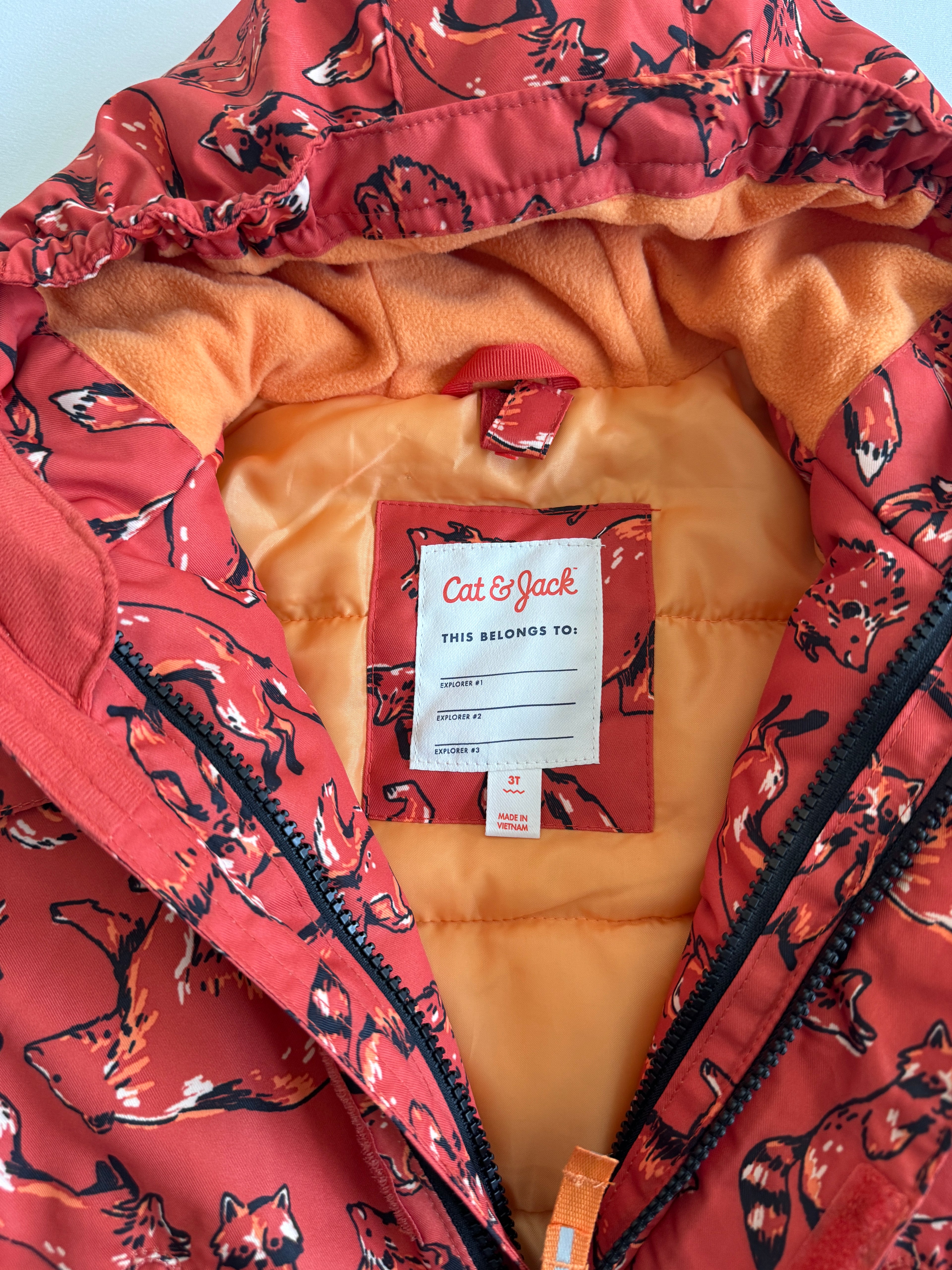 Adventure-Ready! Cat & Jack Fox Print Puffer Jacket — Red (Boys 3T)