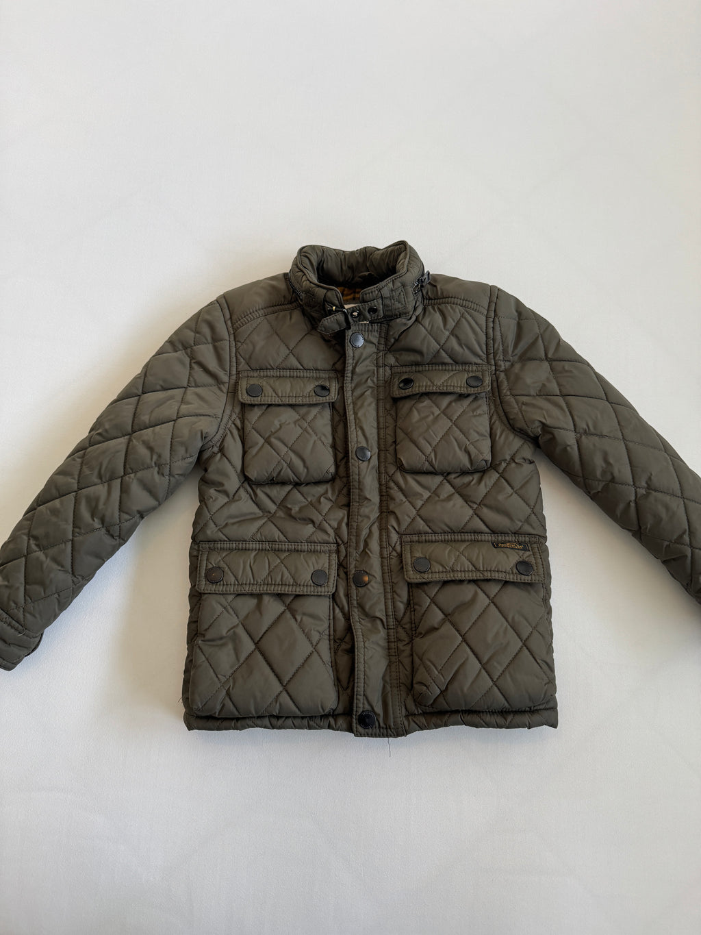 Dude!  Zara Boys Quilted Puffer Jacket — Olive Green (Size 6)