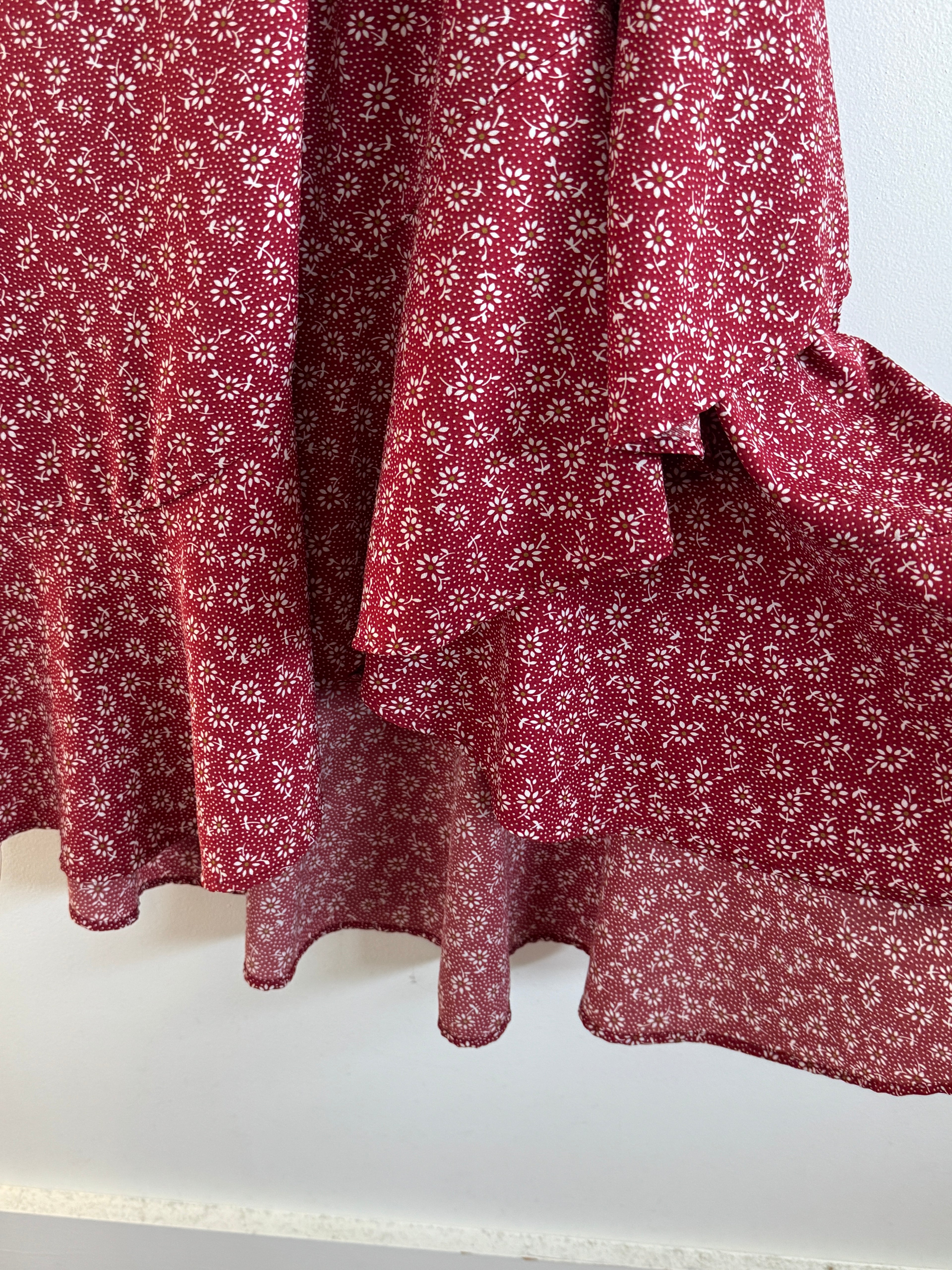 Romantic! Boho Floral Wrap Maxi Dress — Flowy A-Line (Size L)