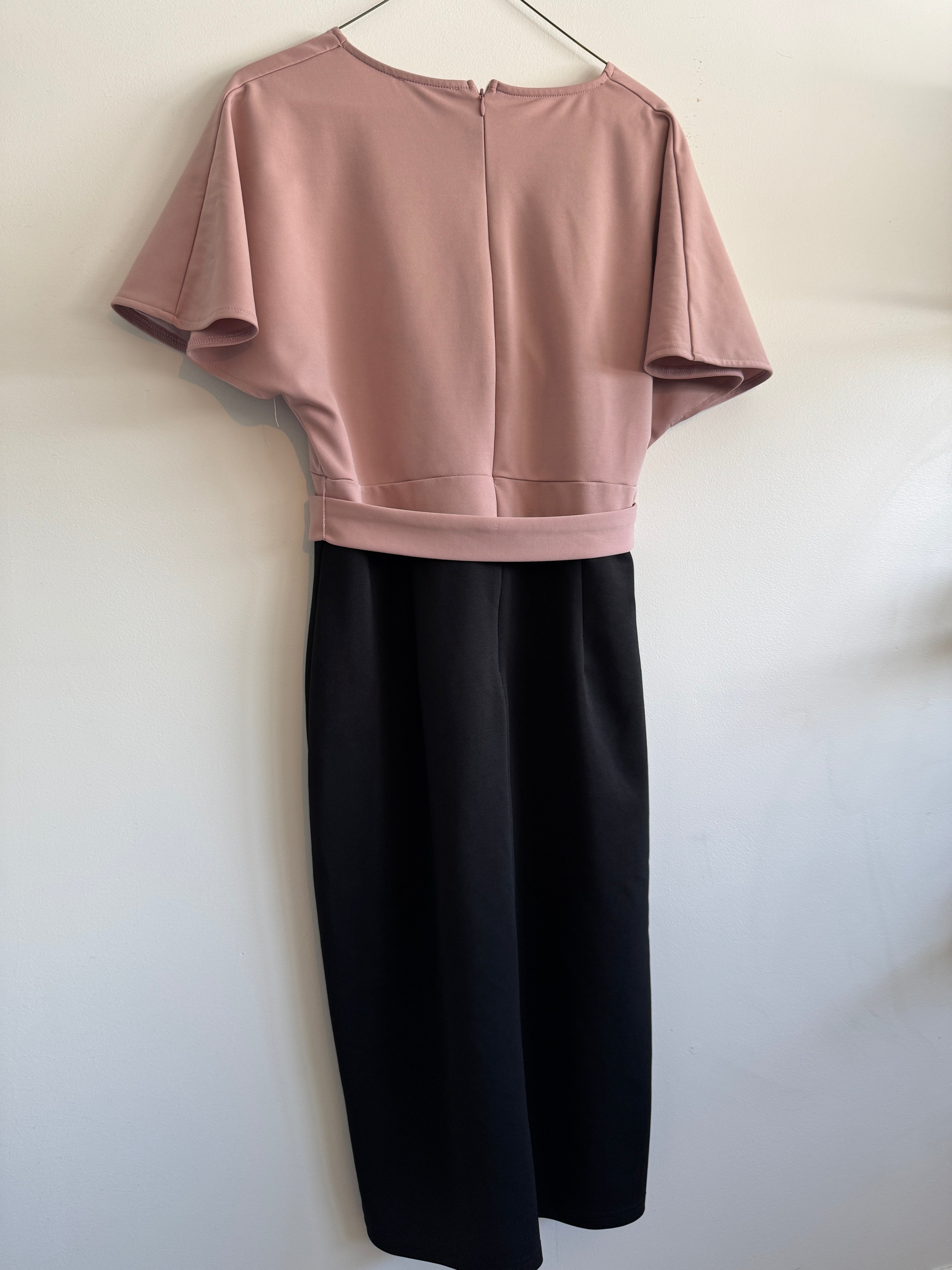 Pretty! Grace Karin Faux-Wrap Dress — Soft Pink (Size L)