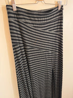 Comfy! Mystree Striped Maxi Skirt with Front Slit — Gray & Black (Size S)