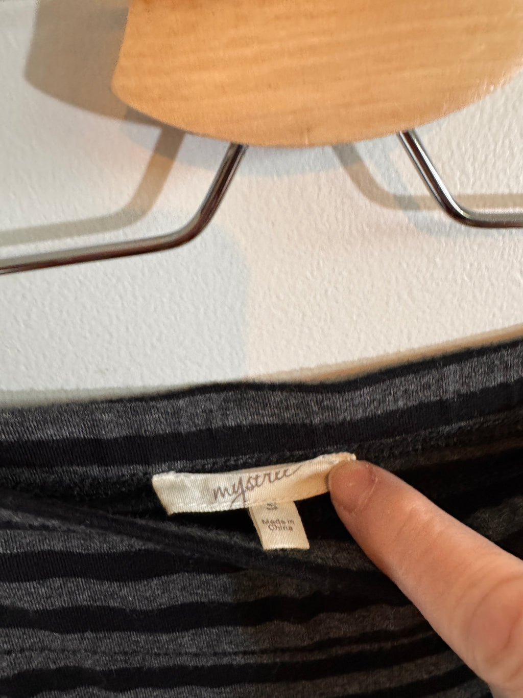 Comfy! Mystree Striped Maxi Skirt with Front Slit — Gray & Black (Size S)