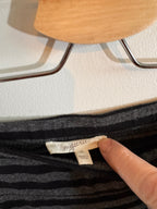 Comfy! Mystree Striped Maxi Skirt with Front Slit — Gray & Black (Size S)