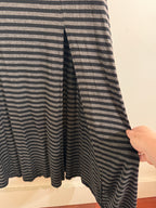 Comfy! Mystree Striped Maxi Skirt with Front Slit — Gray & Black (Size S)