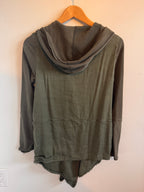 Laid-Back! Free People Olive Knit Snap-Front Hoodie Cardigan - size M