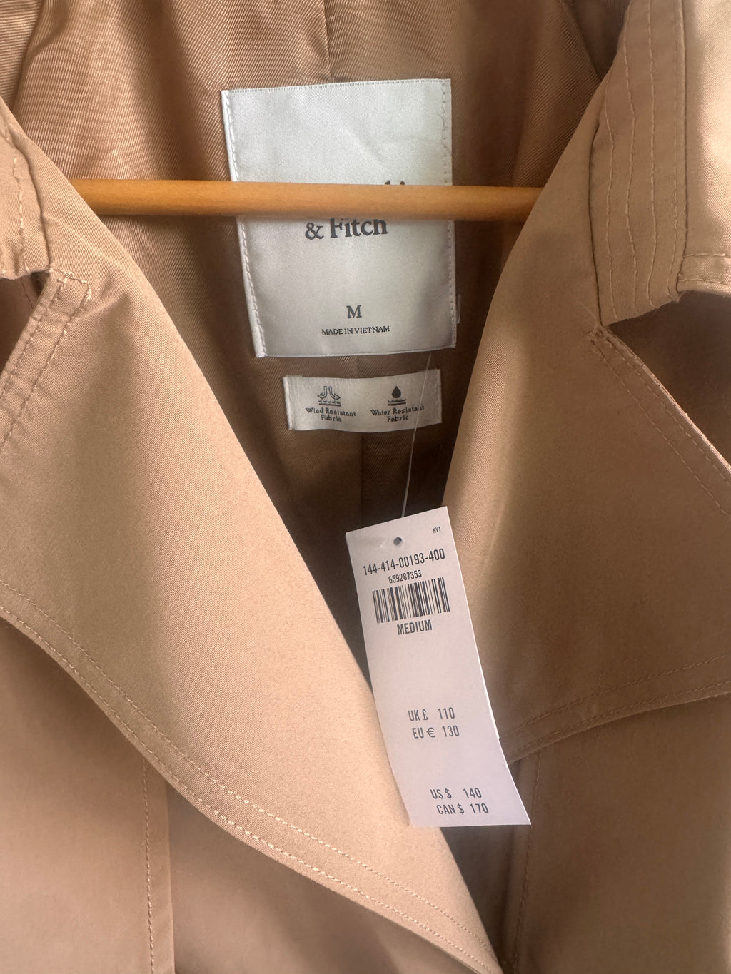 Classic! Abercrombie & Fitch Khaki Belted Trench Coat (Size Medium)