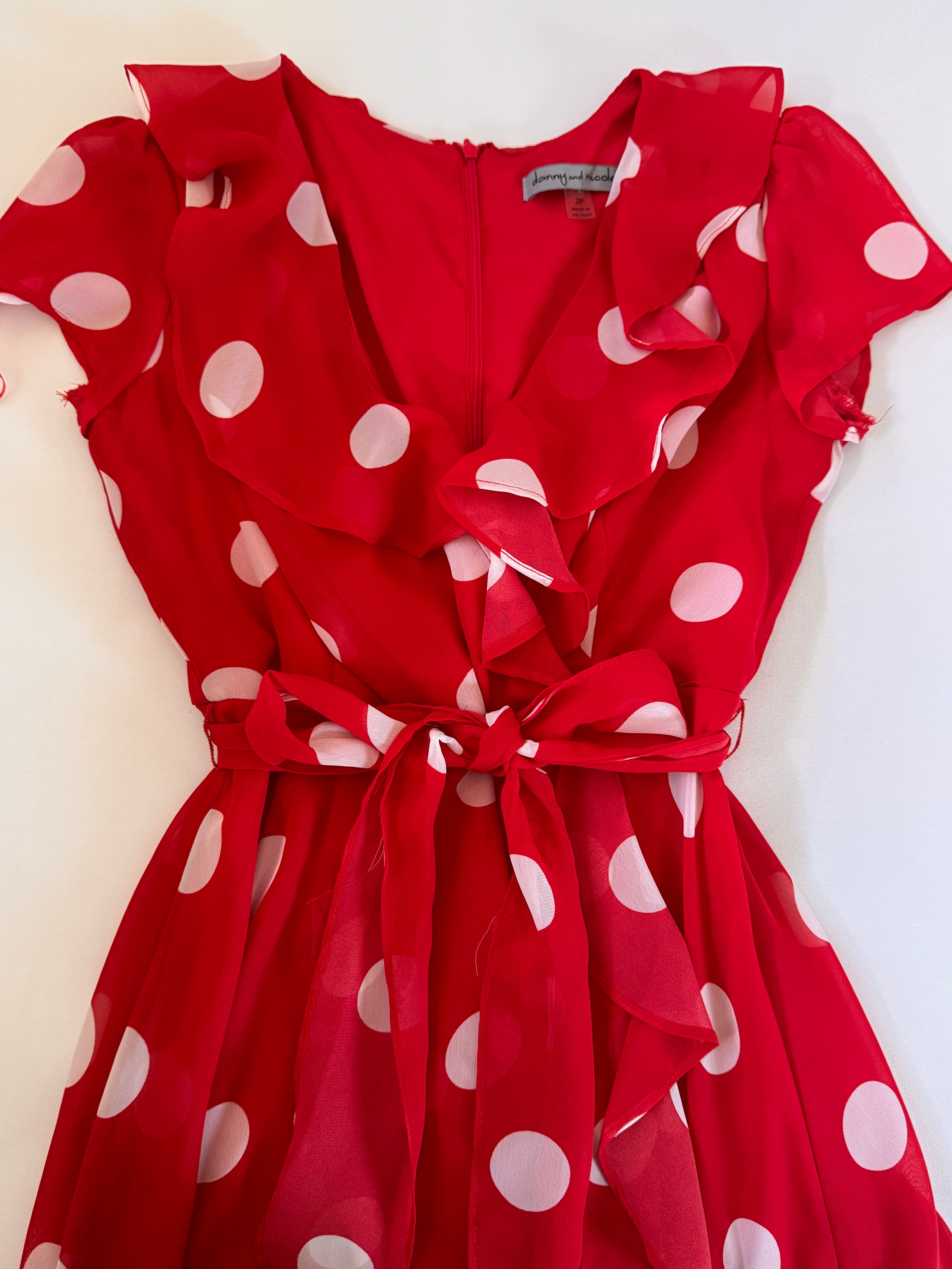 Polka Dot Darling! Danny & Nicole Red Polka Dot Dress Size 2P