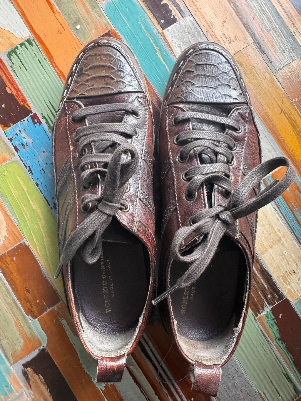 Italian Craftsmanship! Roberto Durville Brown Leather Lace-Up Shoes Size 39