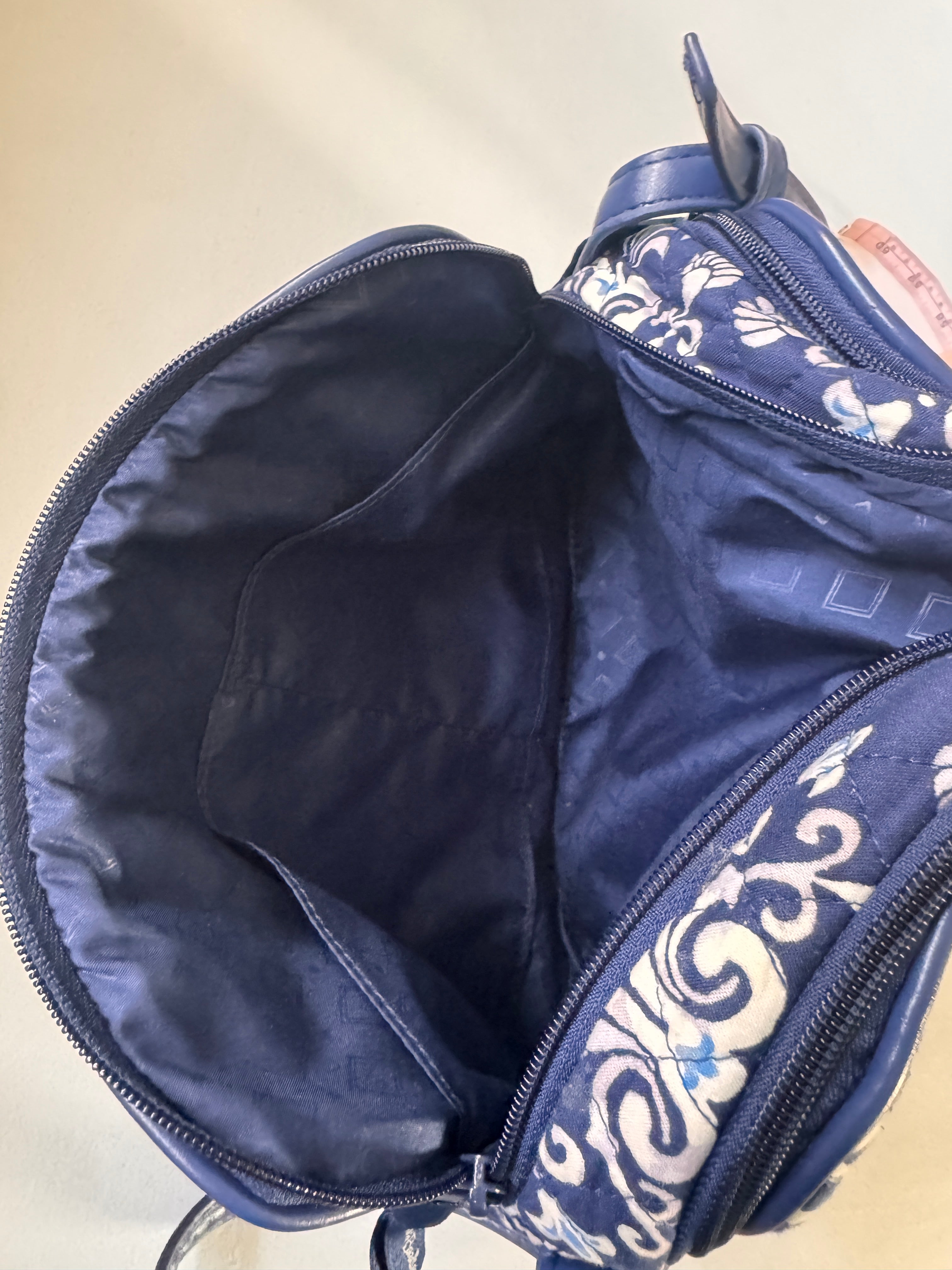 Charming! Vera Bradley Navy Blue Fleur-de-Lis Quilted Crossbody Bag