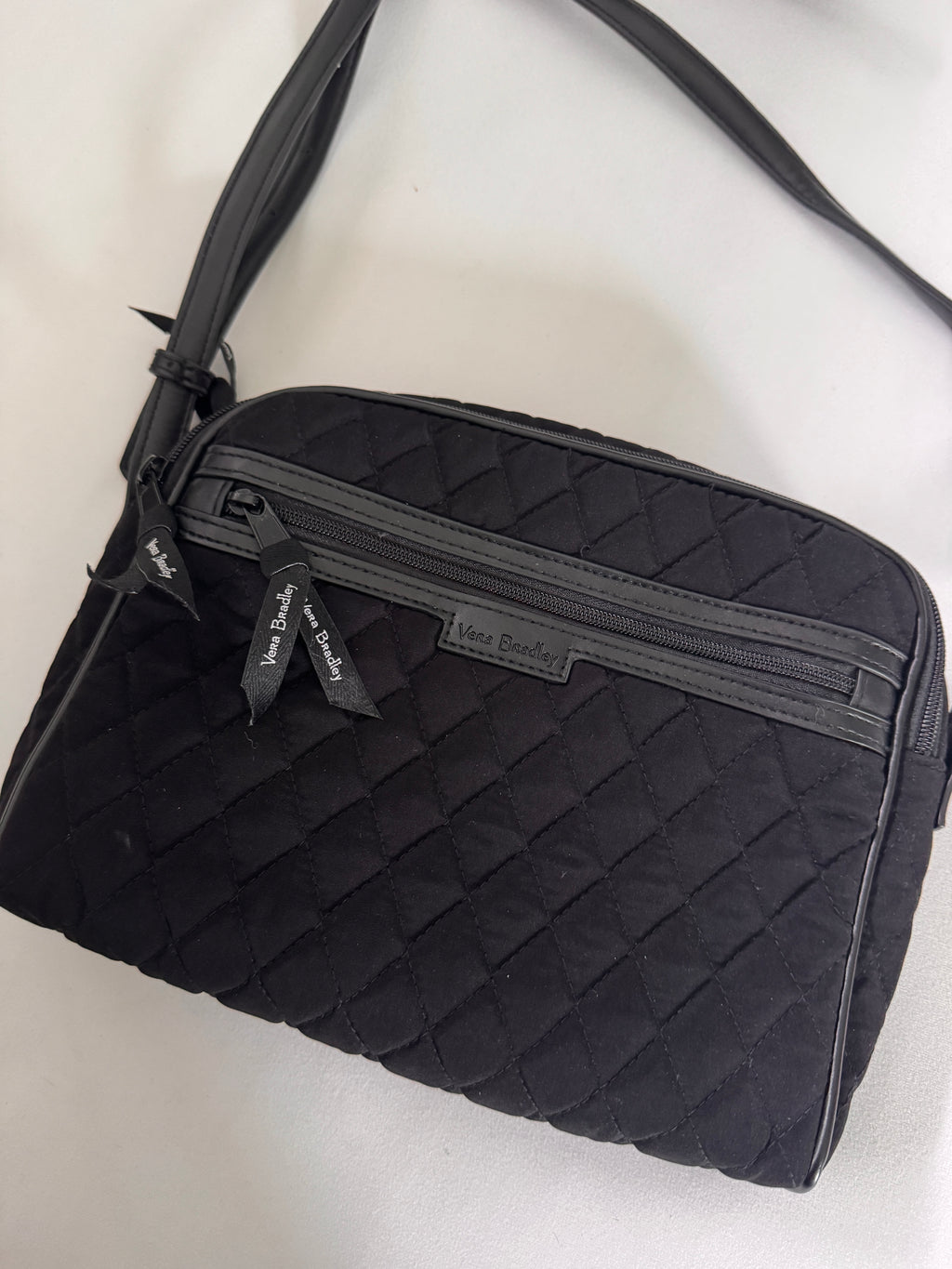 Rosy! Vera Bradley Quilted Black Crossbody Bag with Rose Print Lining