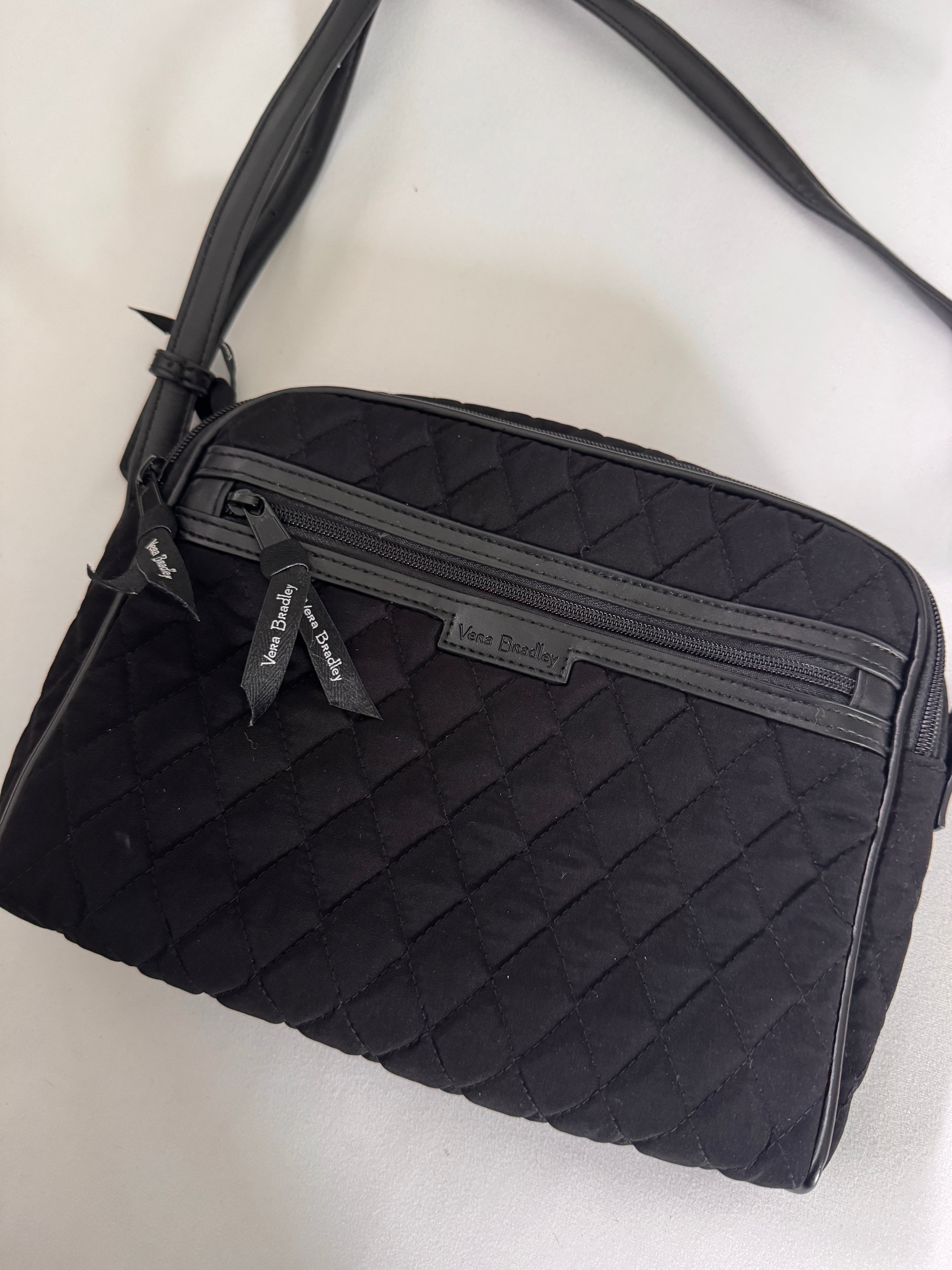 Rosy! Vera Bradley Quilted Black Crossbody Bag with Rose Print Lining