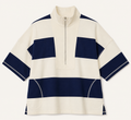 Nautical! J.O.A. Navy & Cream Wide Stripe Mock Neck Knit Top