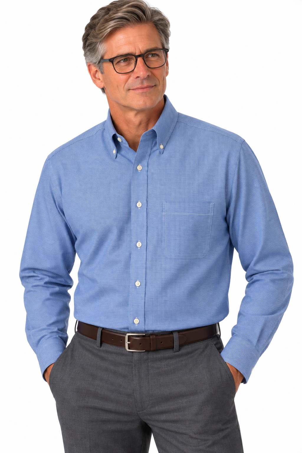 Workday Classic! Jos. A. Bank Traveler Blue Micro Check Shirt
