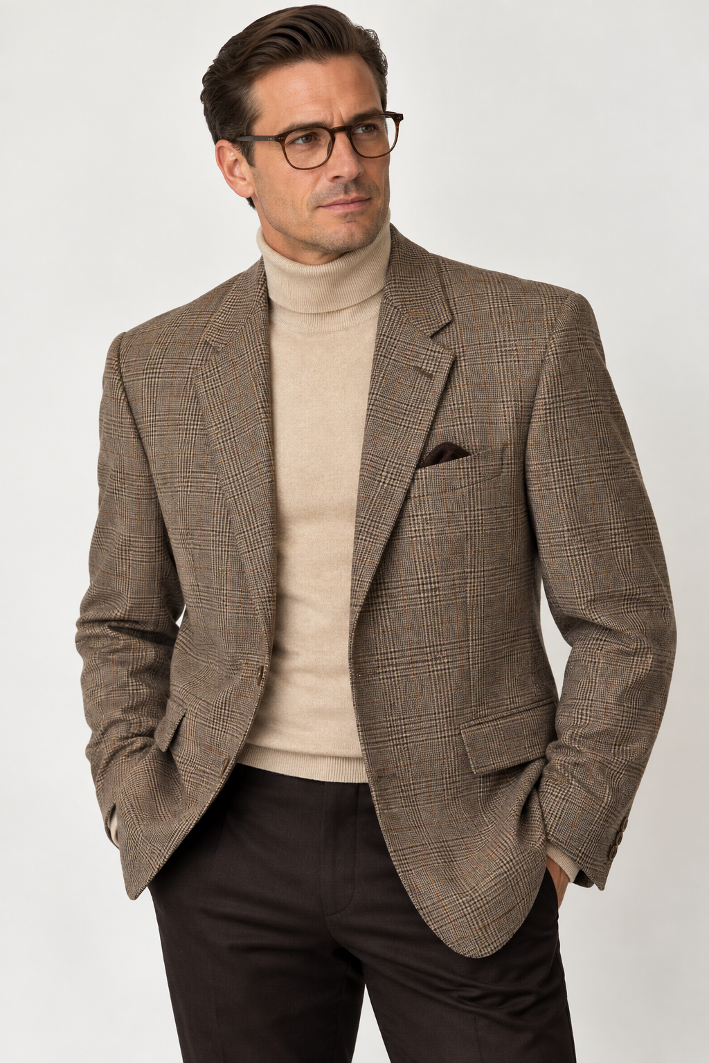Refined Classic! Jos. A. Bank Tan & Black Plaid Blazer